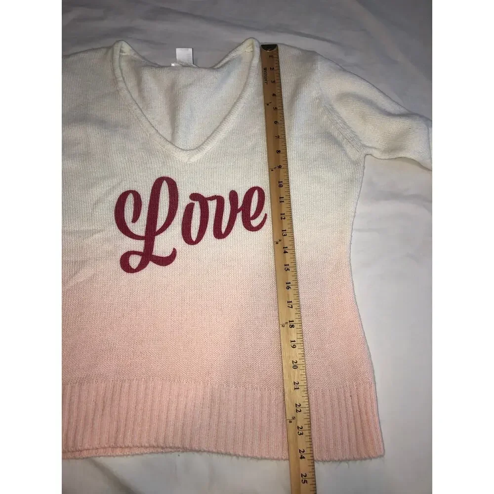 Venus Love Graphic Knit Sweater Size L Pink Cream Ombre Coquette Y2K Valentine